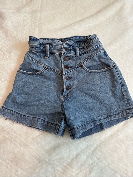 Abercrombie & Fitch Pants - Abercrombie & Fitch Light Blue High-Waist Button-Front Denim Shorts